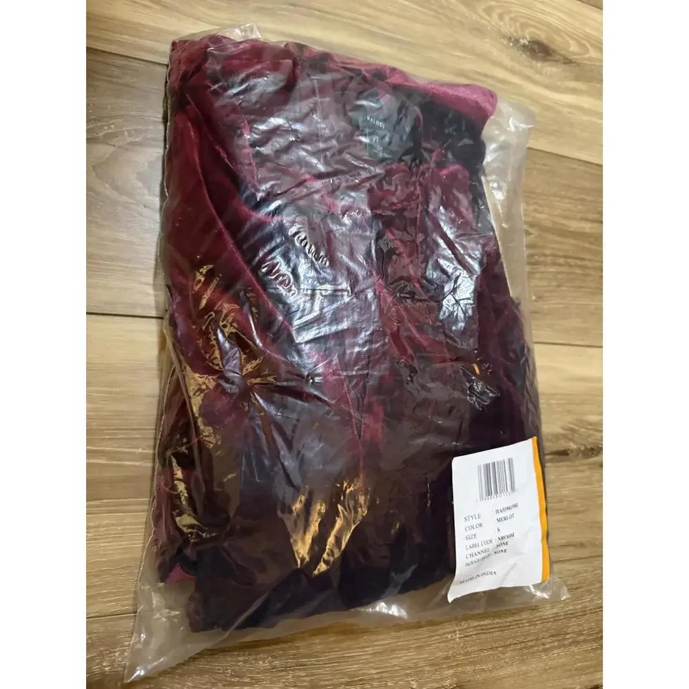 NWT! Halogen® Short Sleeve Velvet Midi Dress in Merlot Size Small - Picture 3 of 5
